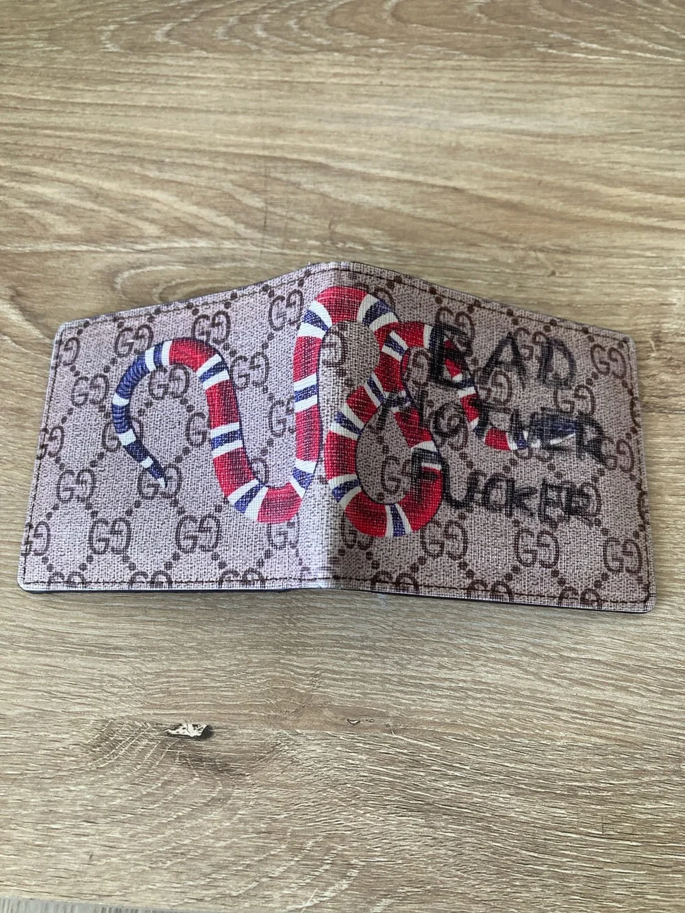 Gucci Brown GG Canvas Bifold Wallet with Red Accent